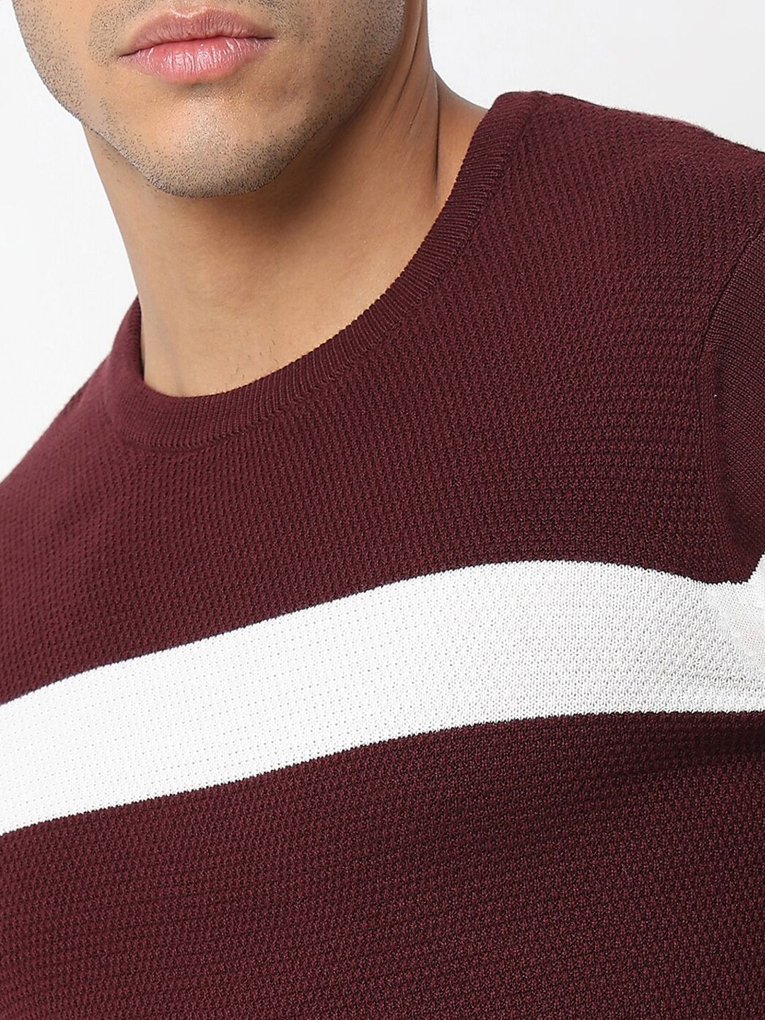 SPYKAR Colourblocked Round Neck Long Sleeves Cotton Pullover Sweater - Image 2