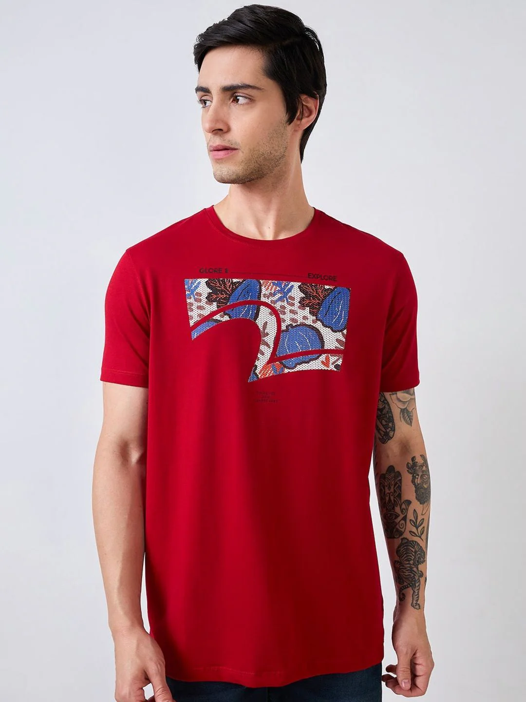 SPYKAR Men Biker Applique Slim Fit T-shirt