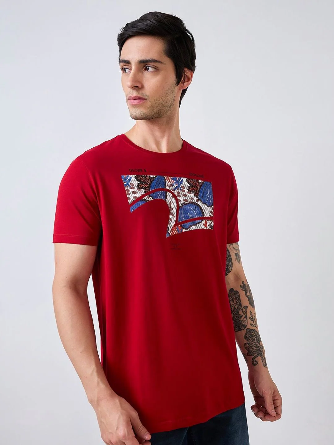 SPYKAR Men Biker Applique Slim Fit T-shirt - Image 5