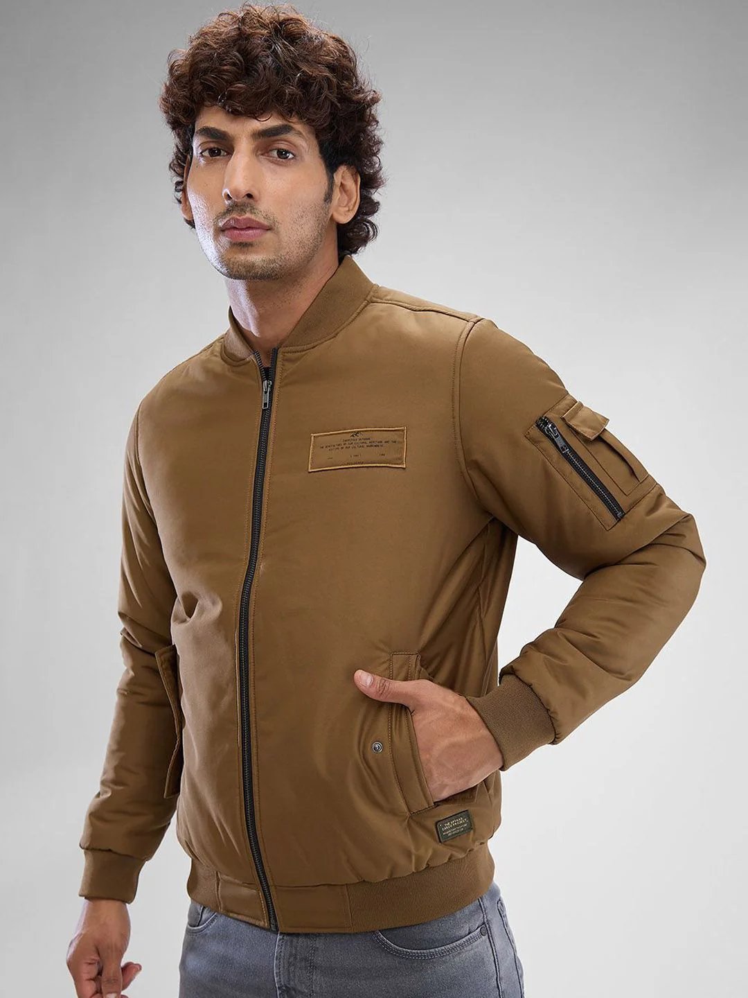 SPYKAR Men Full Sleeve Regular Fit Bomber Jacket - Image 3