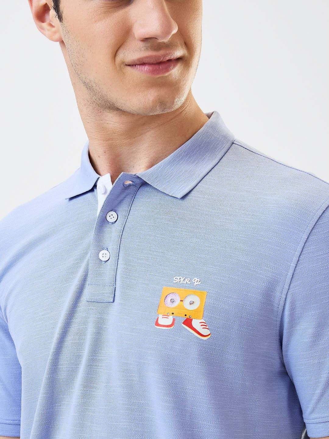 SPYKAR Men Graphic Printed Polo Collar Cotton Slim Fit T-shirt - Image 2