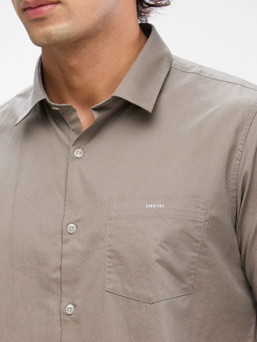 SPYKAR Men Micro Ditsy Printed Spread Collar Slim Fit Casual Shirt - Image 2