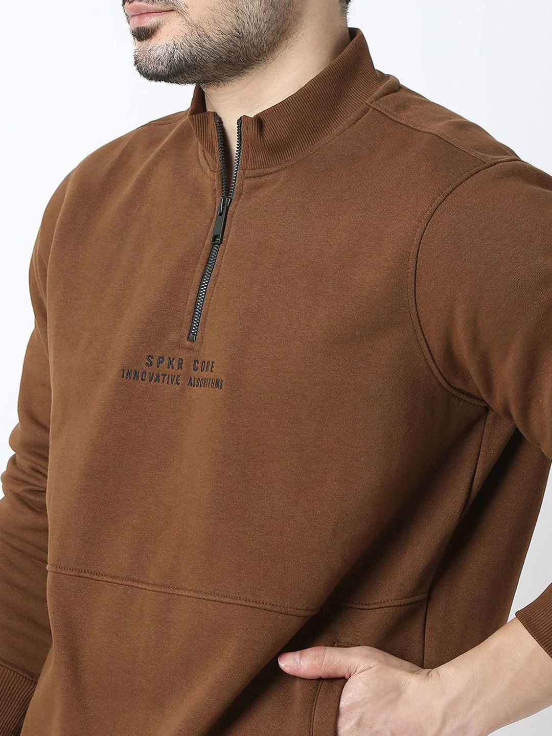 SPYKAR Men Mock Collar Cotton Sweatshirt - Image 2