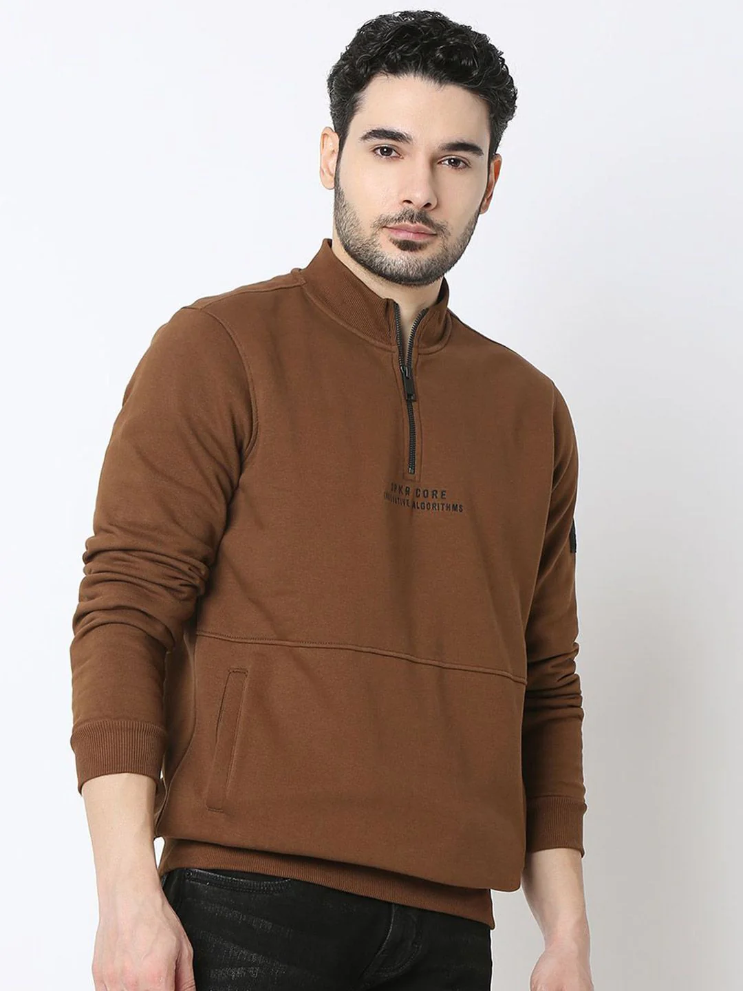 SPYKAR Men Mock Collar Cotton Sweatshirt - Image 3
