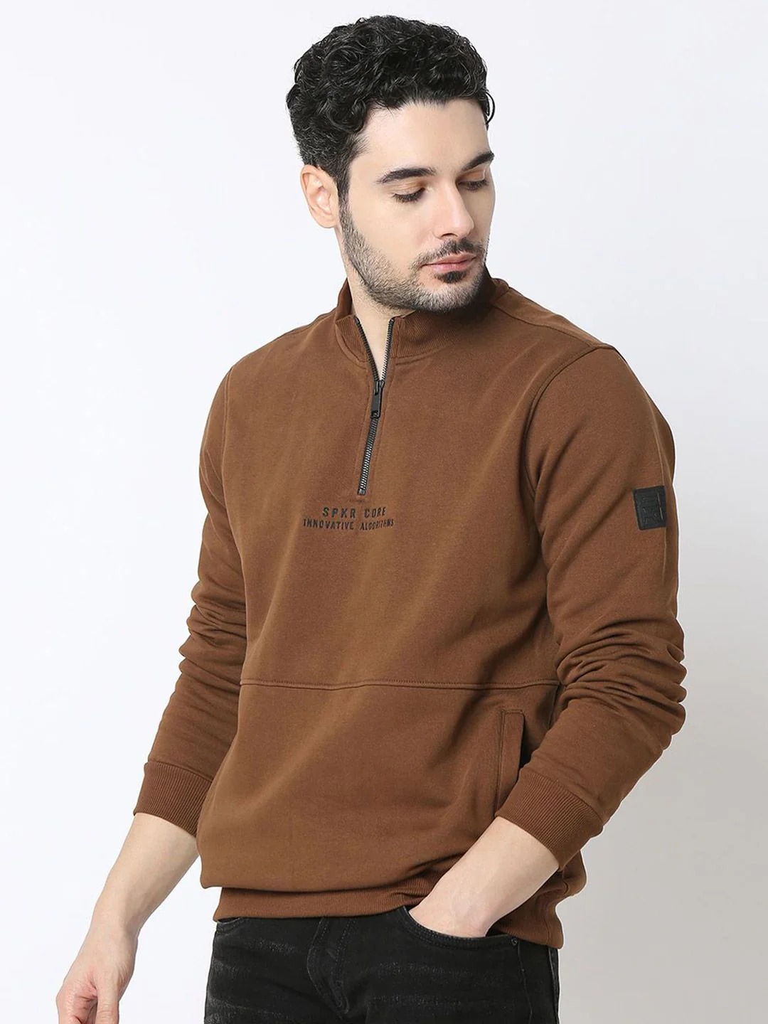 SPYKAR Men Mock Collar Cotton Sweatshirt - Image 5