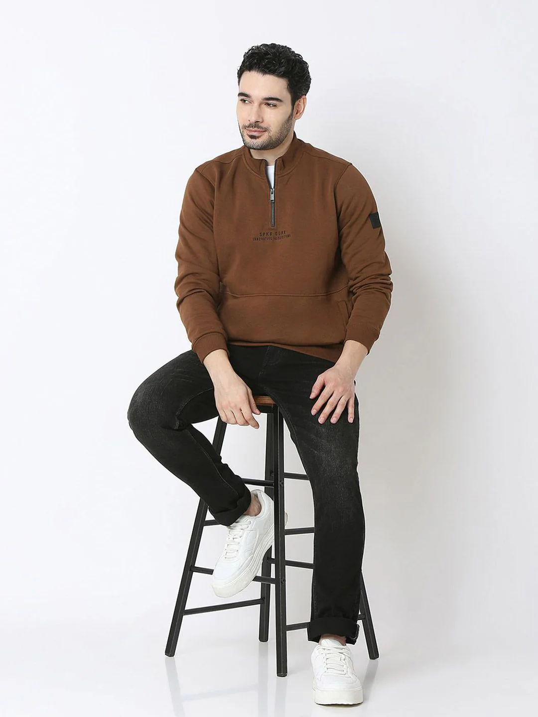 SPYKAR Men Mock Collar Cotton Sweatshirt - Image 6
