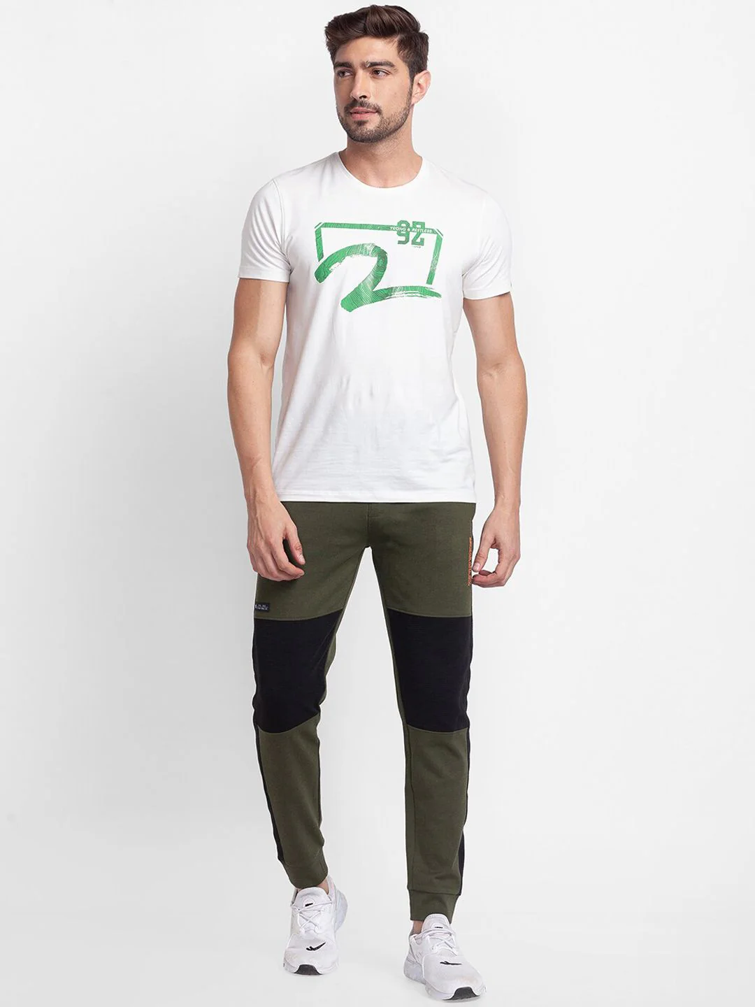 SPYKAR Men Oilive-Green Colored Solid Cotton Track Pants - Image 5