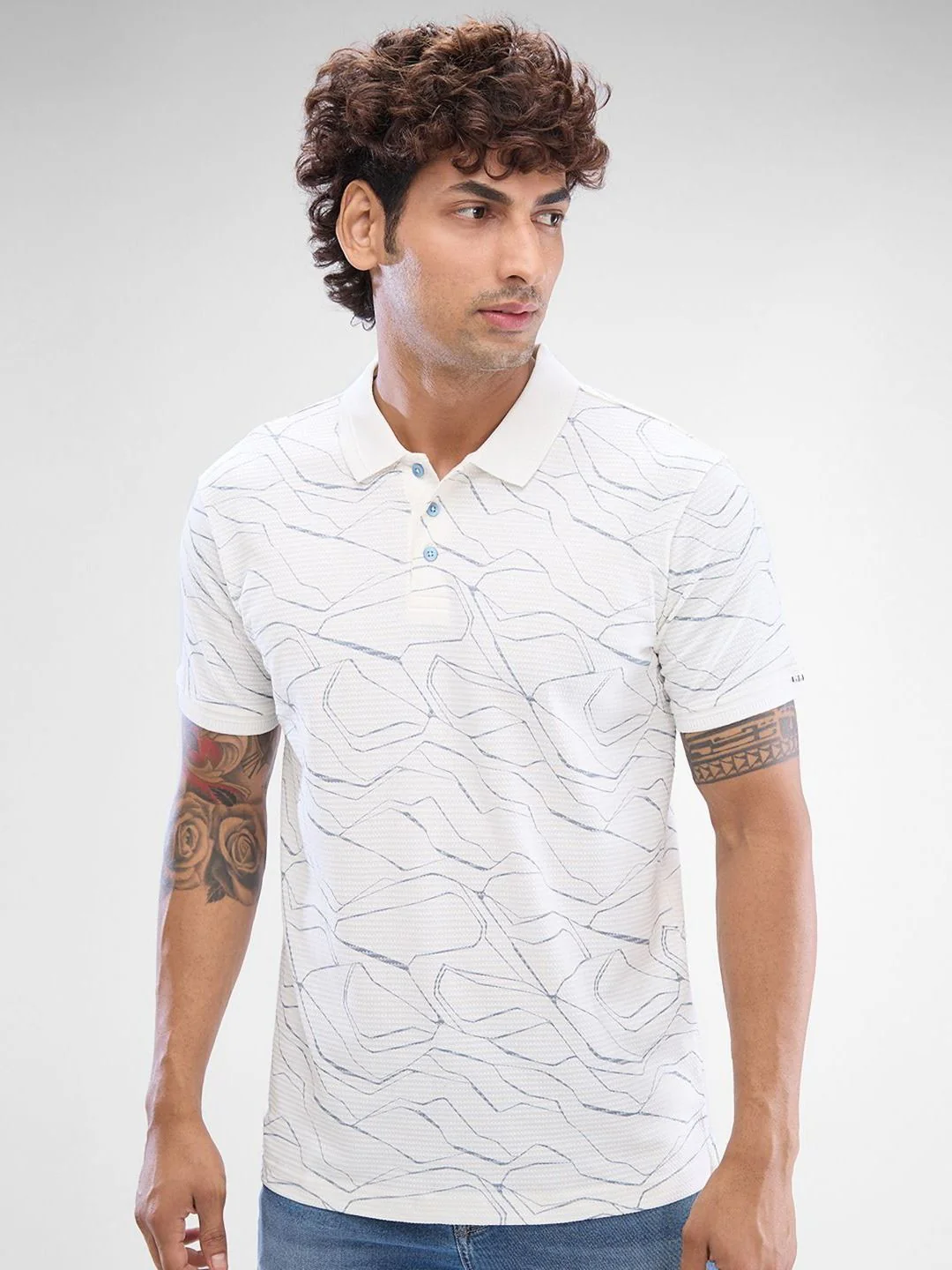 SPYKAR Men Printed Polo Collar Slim Fit T-shirt - Image 6
