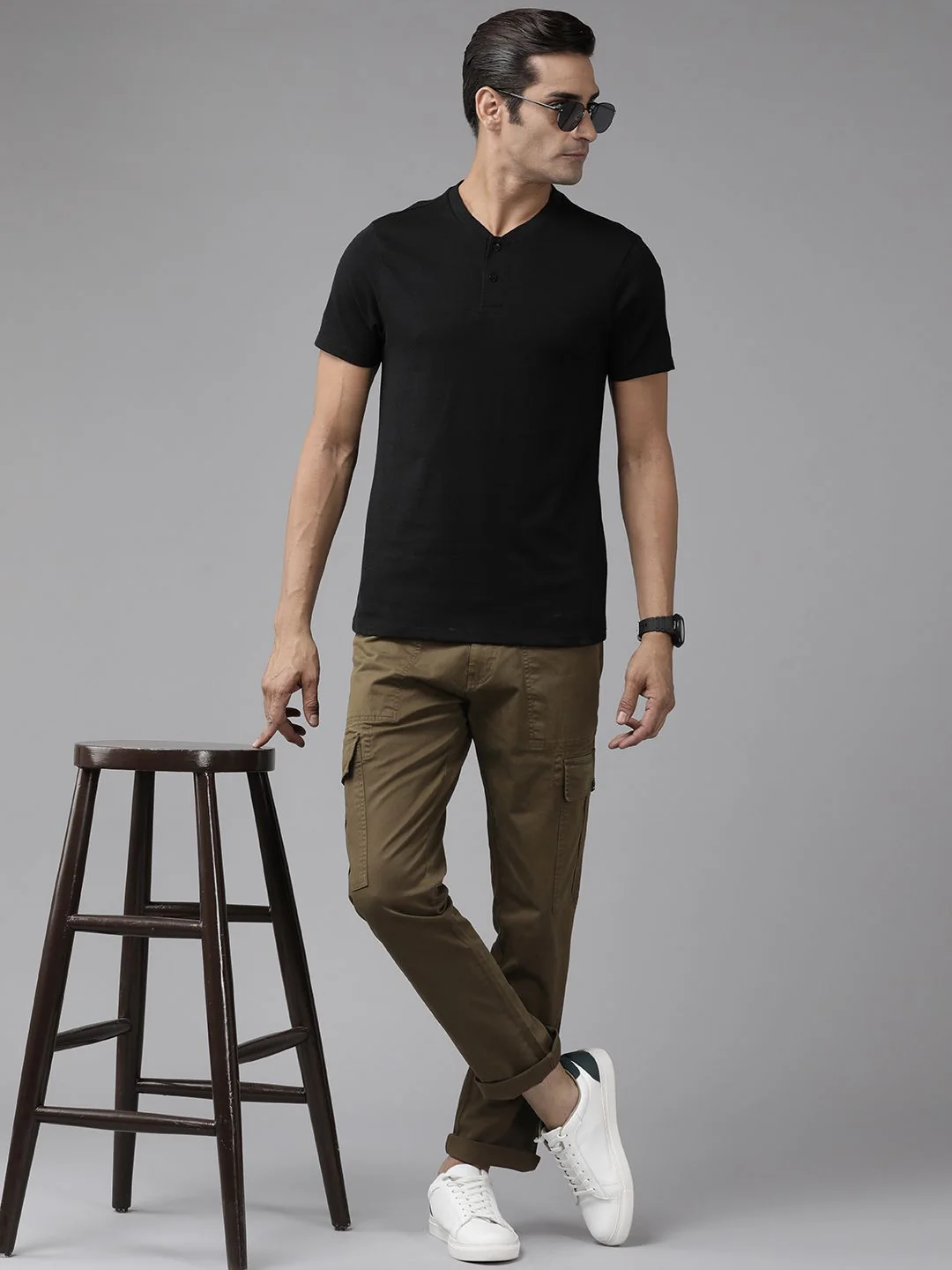 SPYKAR Men Regular Fit Cargo Trousers - Image 5