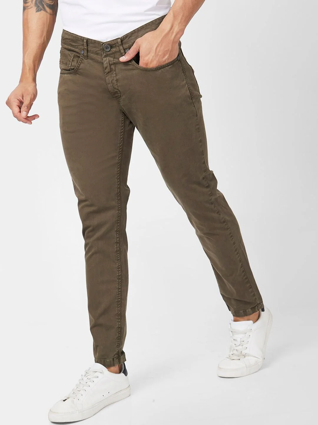 SPYKAR Men Slim Fit Mid Rise Cotton Trousers - Image 2