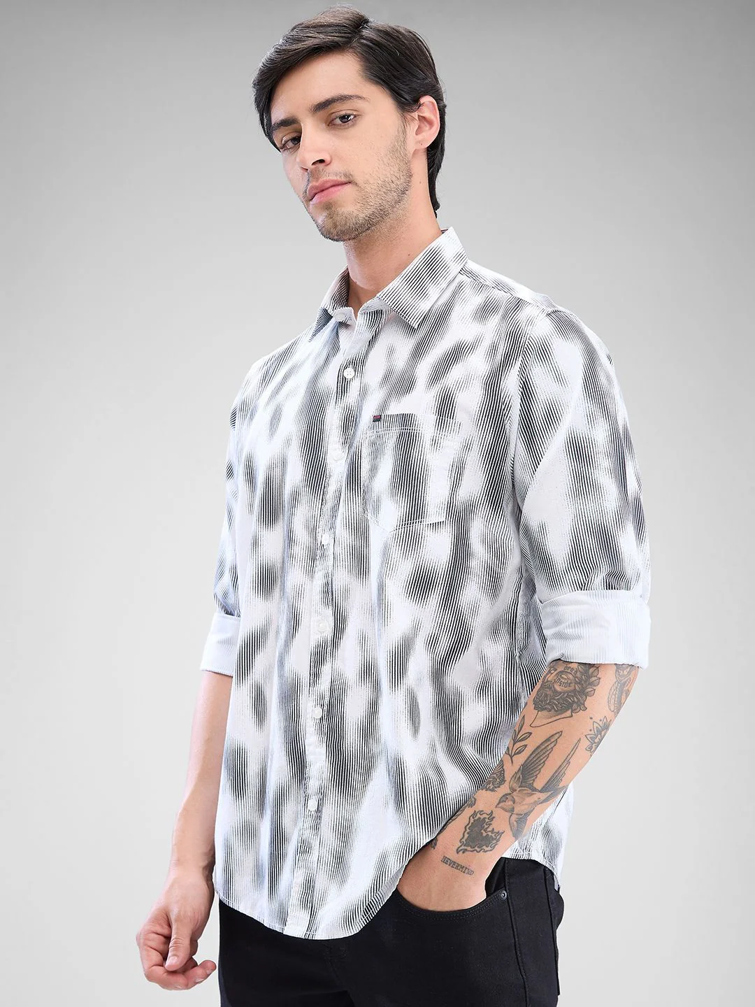 SPYKAR Men Slim Fit Opaque Abstract Printed Spread Collar Casual Shirt - Image 6