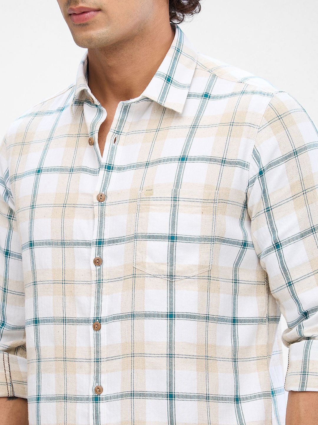 SPYKAR Men Slim Fit Opaque Checked Spread Collar Casual Shirt - Image 2