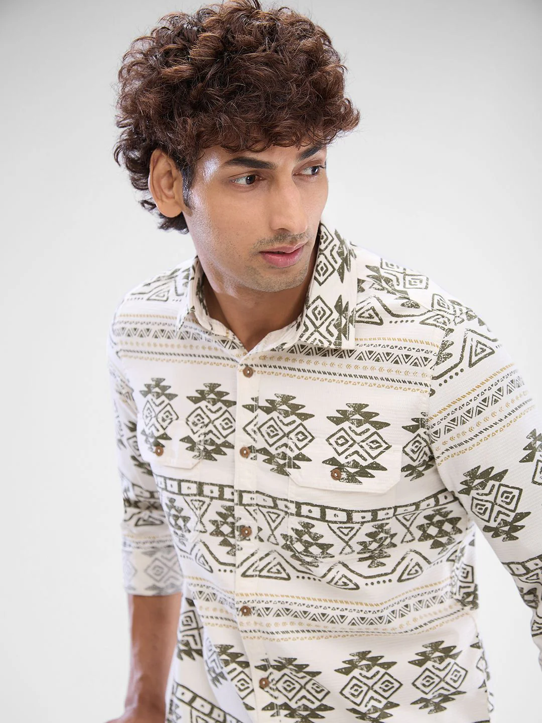 SPYKAR Men Slim Fit Opaque Ethnic Motifs Printed Spread Collar Casual Shirt - Image 6