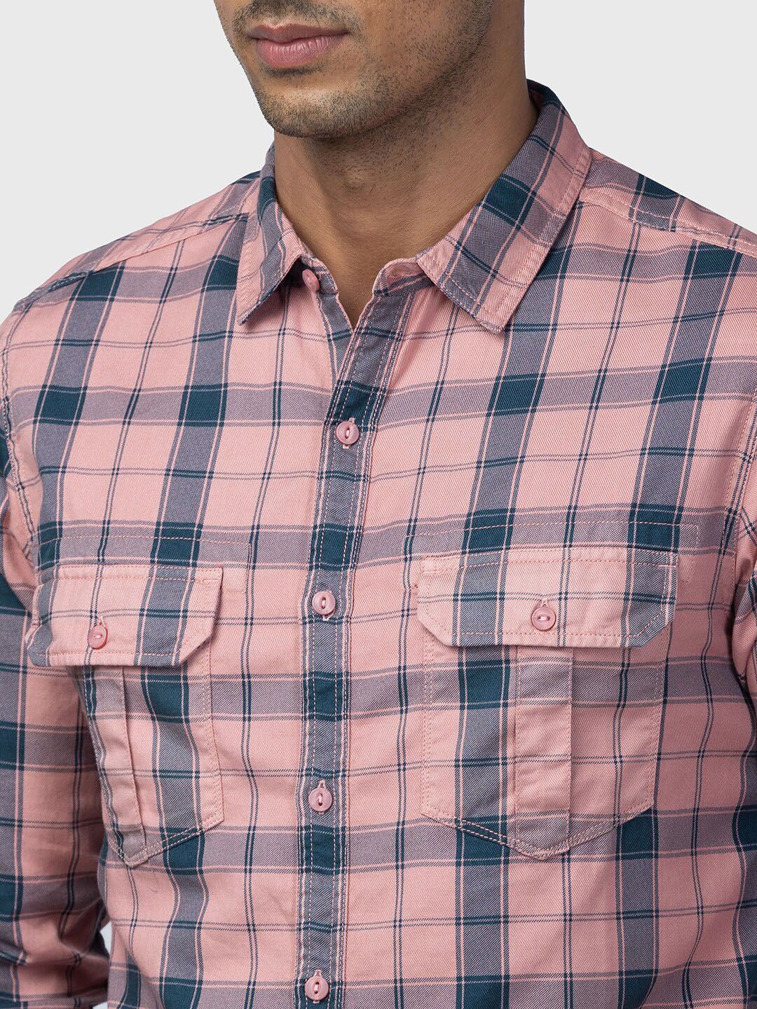 SPYKAR Men Slim Fit Tartan Checked Casual Cotton Shirt - Image 2
