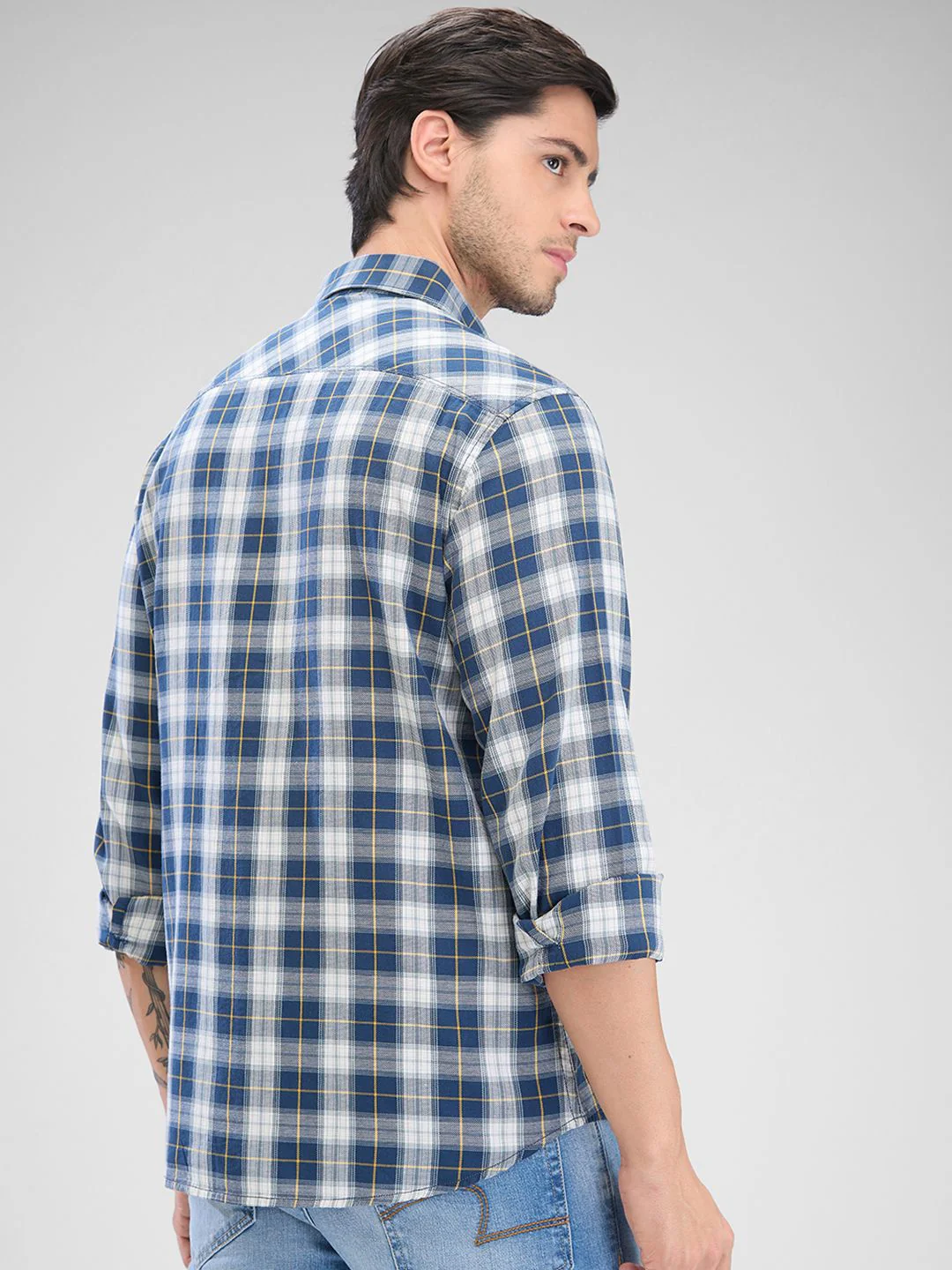 SPYKAR Men Slim Fit Tartan Checks Opaque Checked Casual Shirt - Image 5