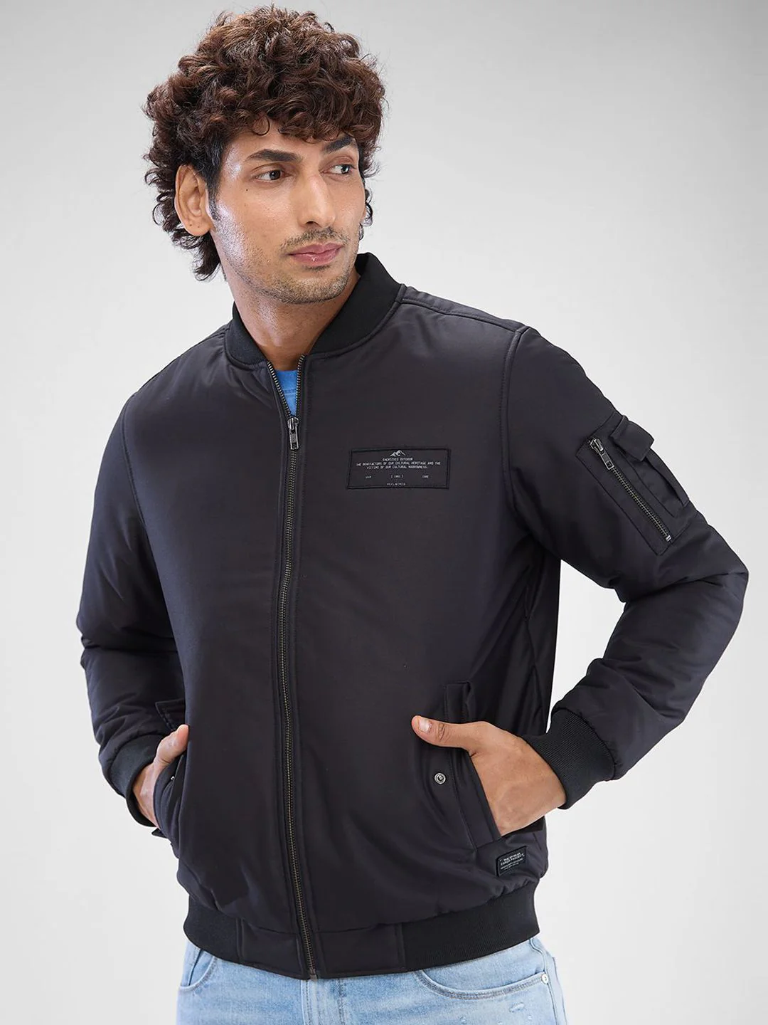 SPYKAR Men Solid Full Sleeve Regular Bomber Jacket - Image 3