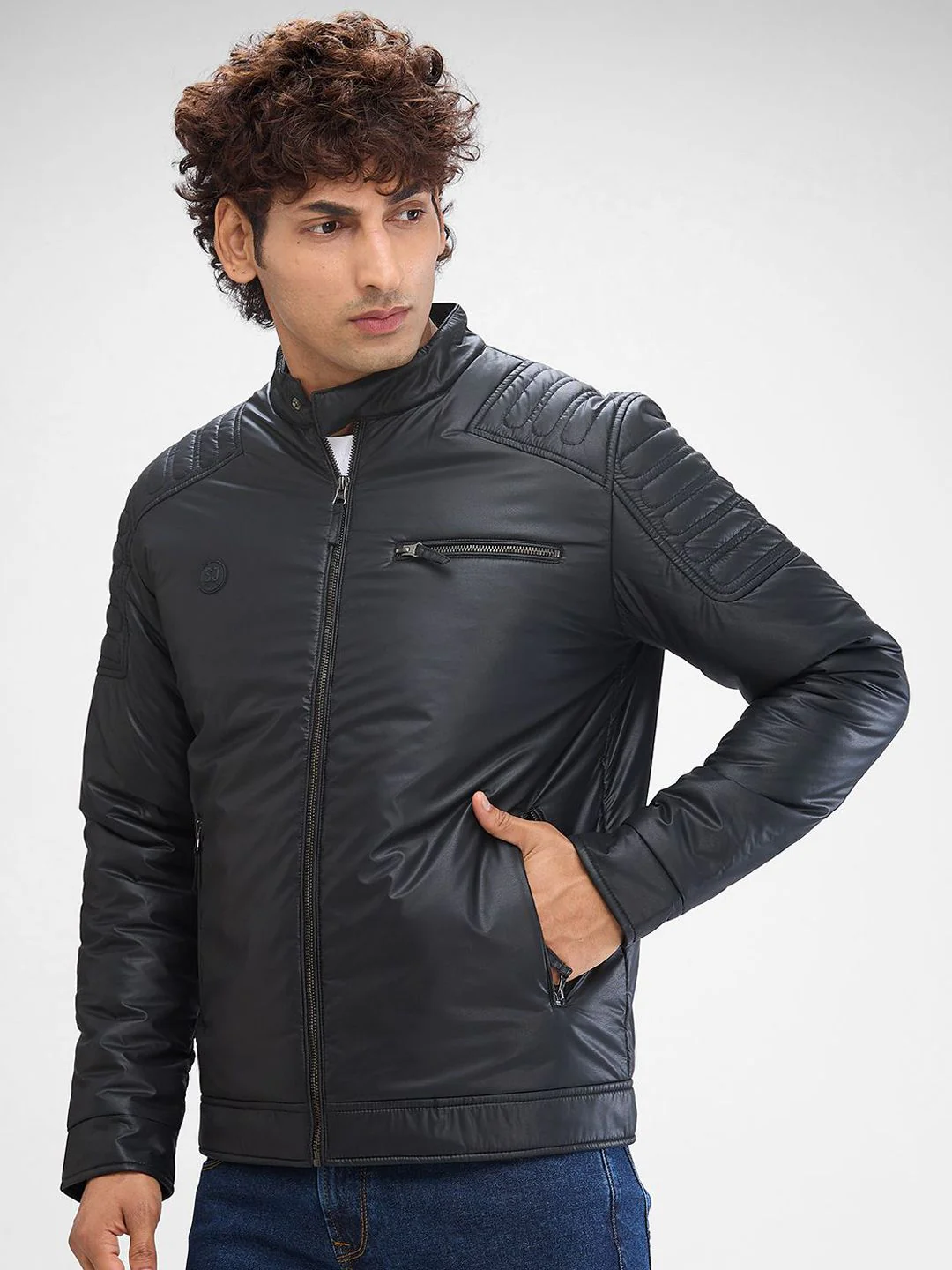 SPYKAR Men Solid Stand Collar Padded Jacket - Image 3