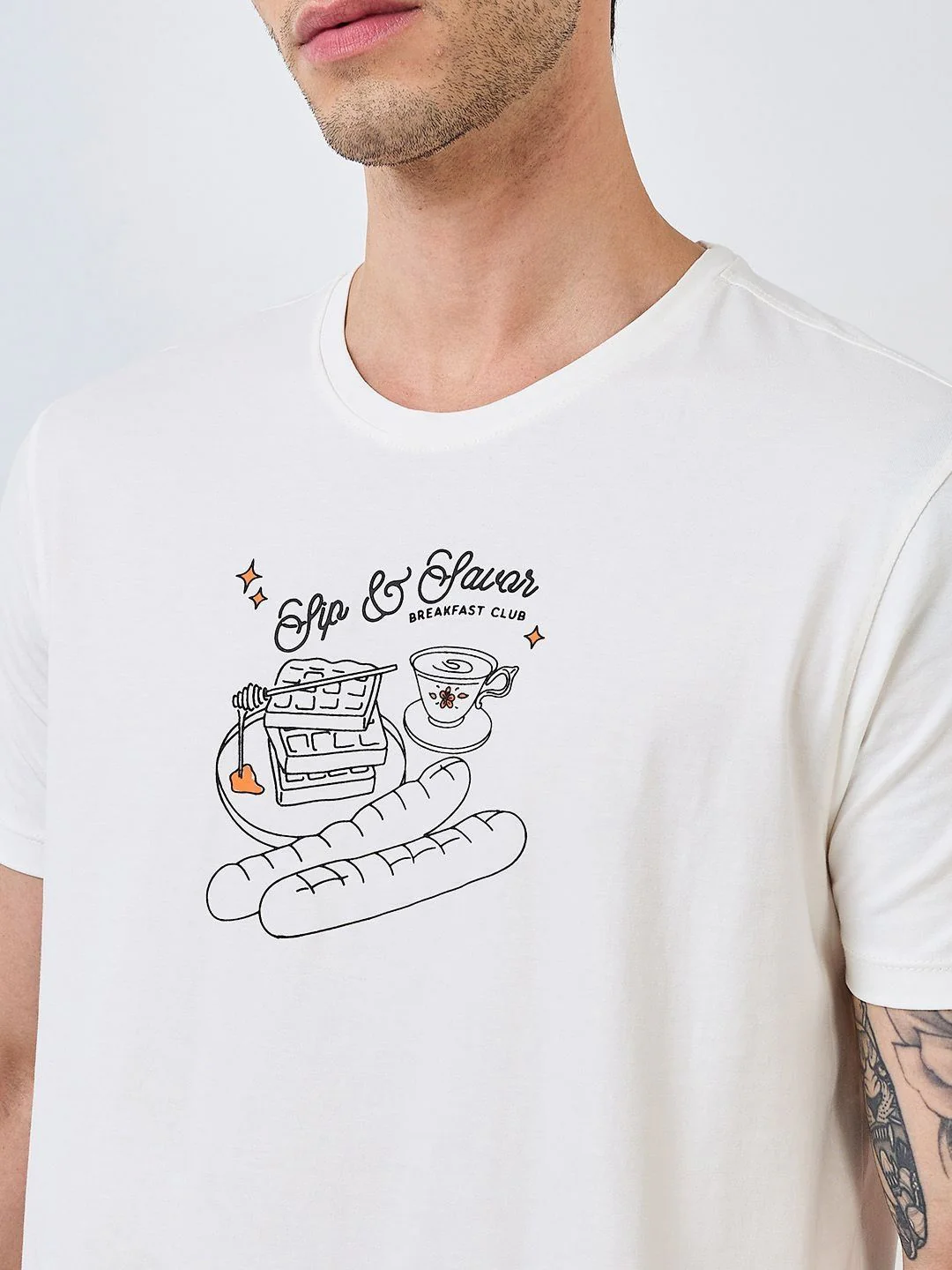 SPYKAR Men Typography Printed Slim Fit Cotton T-shirt - Image 2