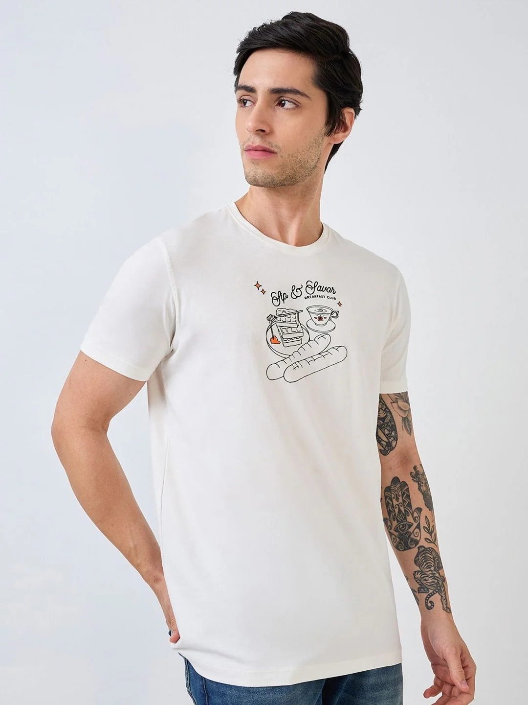 SPYKAR Men Typography Printed Slim Fit Cotton T-shirt - Image 5