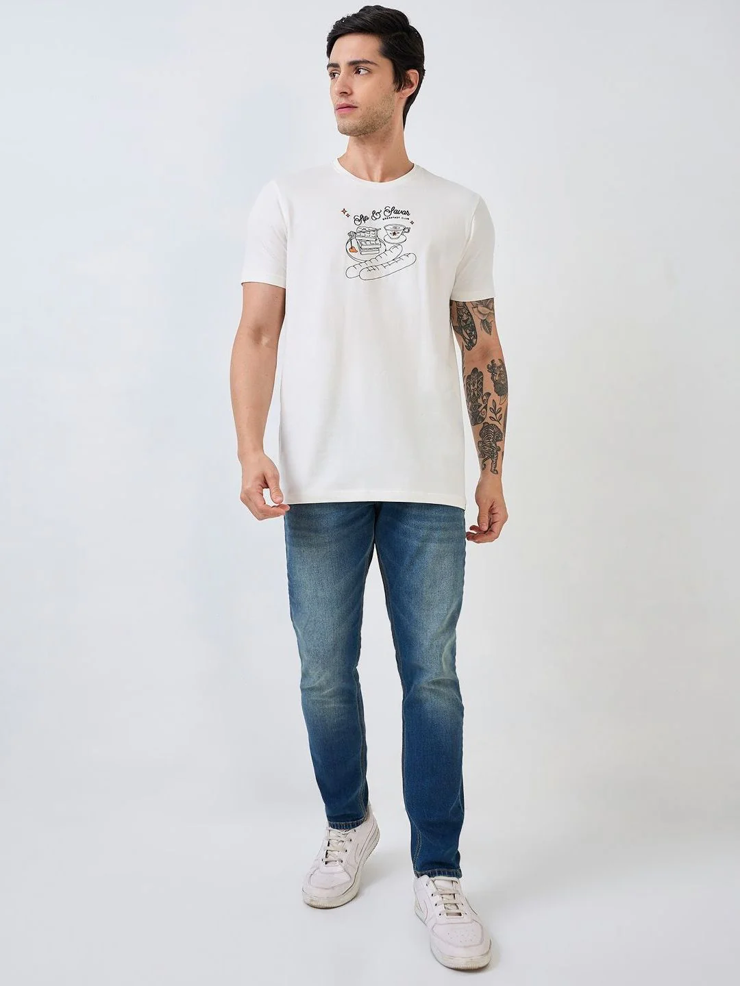 SPYKAR Men Typography Printed Slim Fit Cotton T-shirt - Image 7