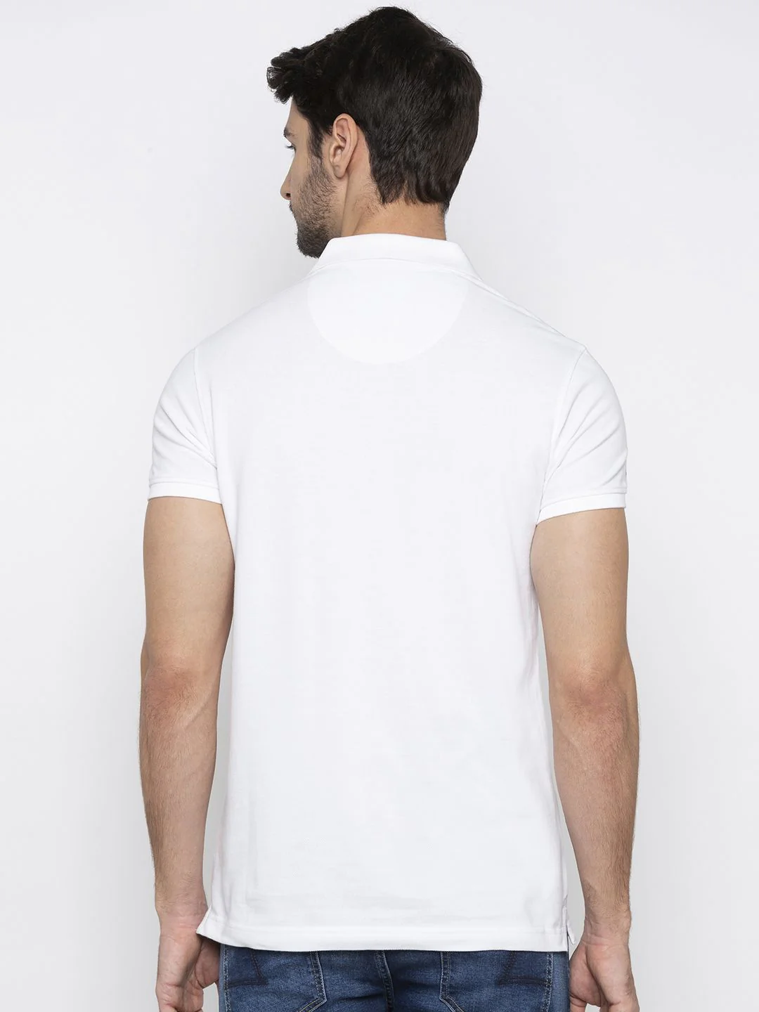 SPYKAR Men White Solid Polo Collar T-shirt - Image 5