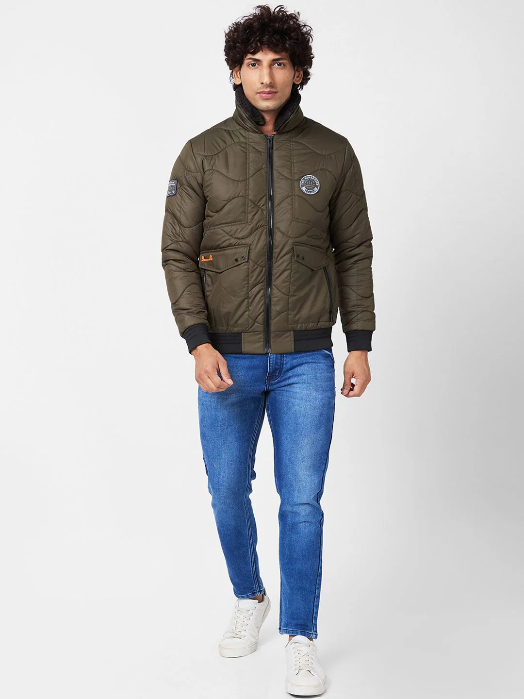 SPYKAR Mock Collar Quilted Jacket - Image 4