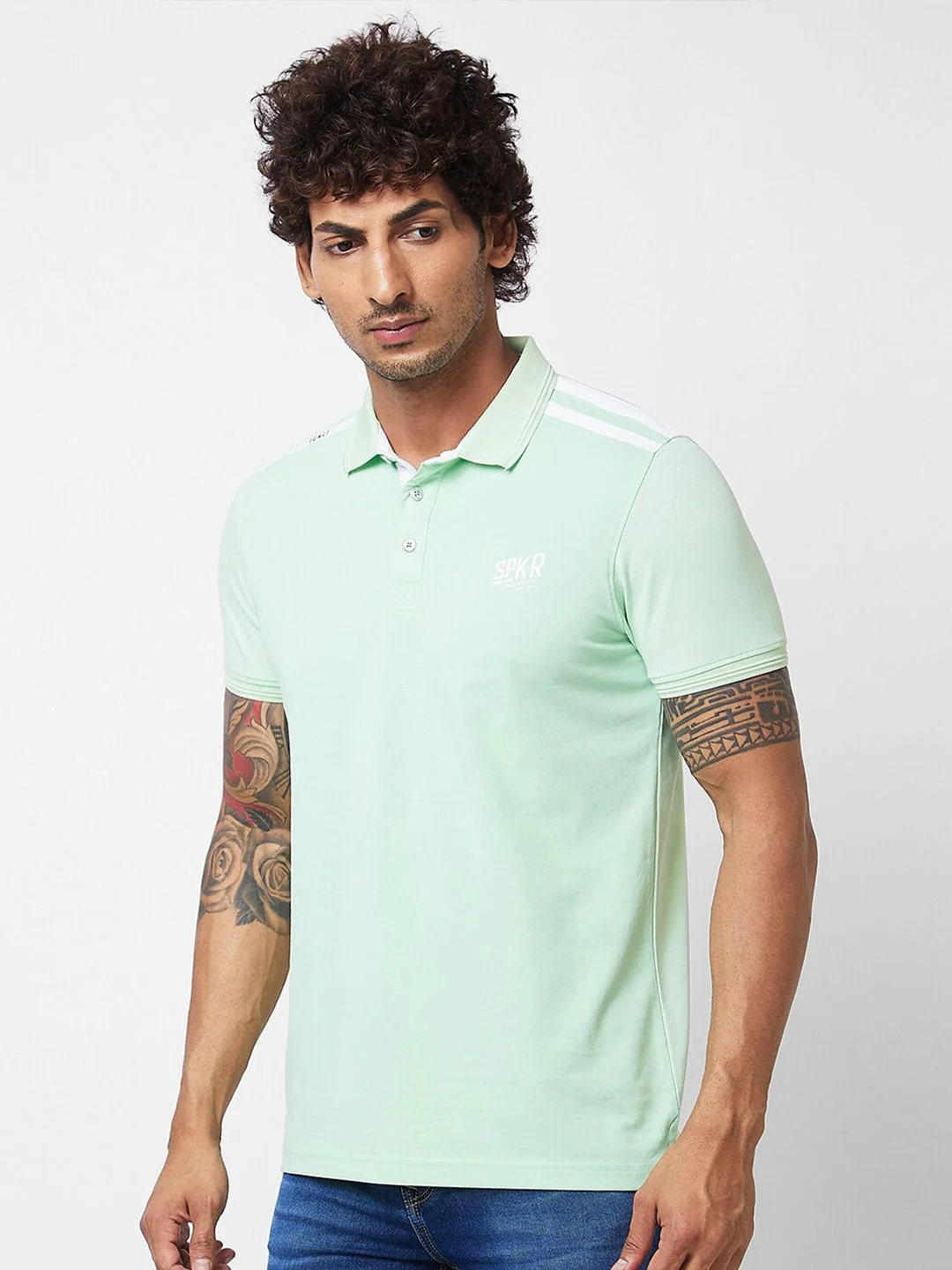 SPYKAR Polo Collar Short Sleeves Cotton Slim Fit T-shirt - Image 3