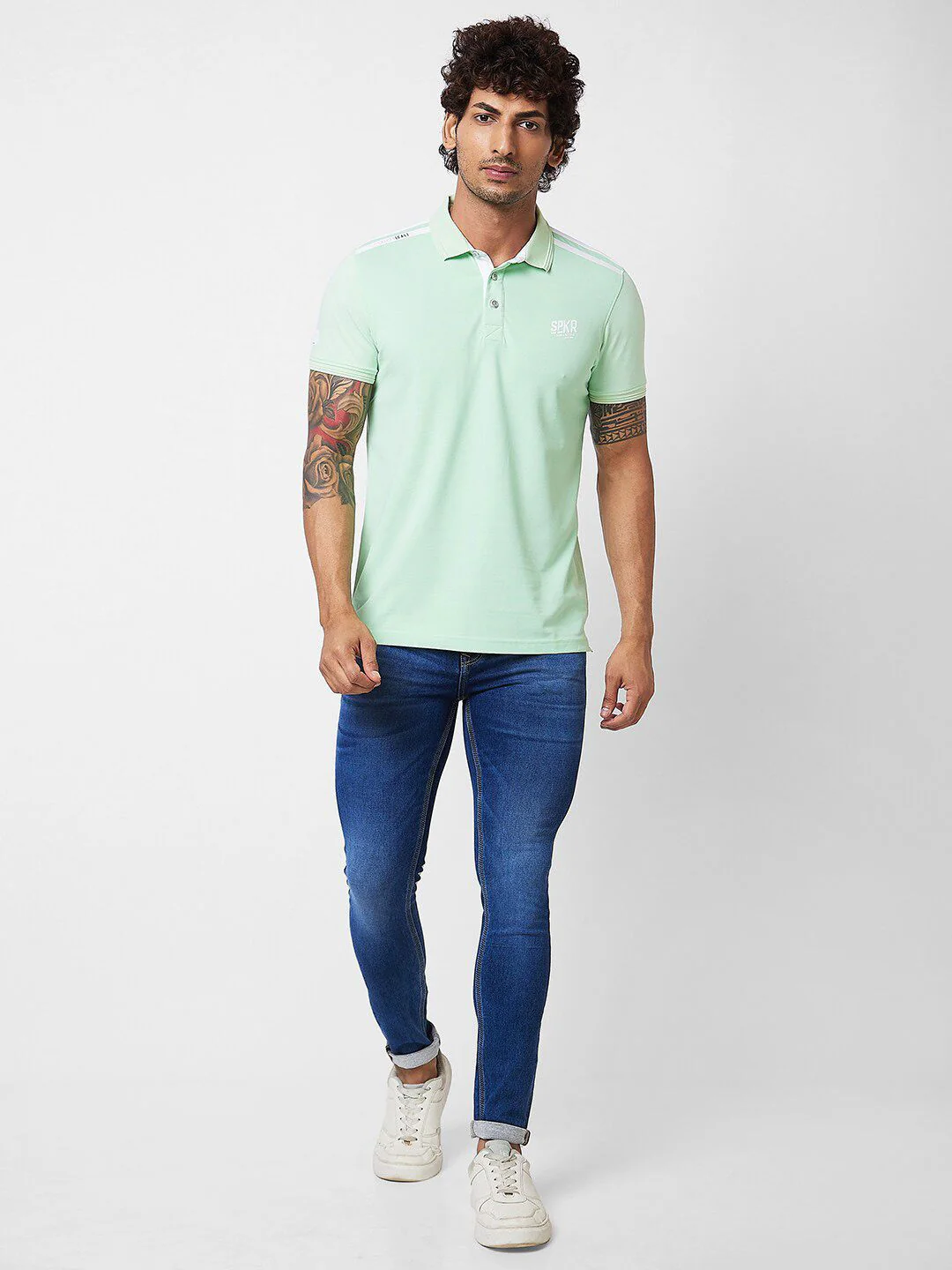 SPYKAR Polo Collar Short Sleeves Cotton Slim Fit T-shirt - Image 4