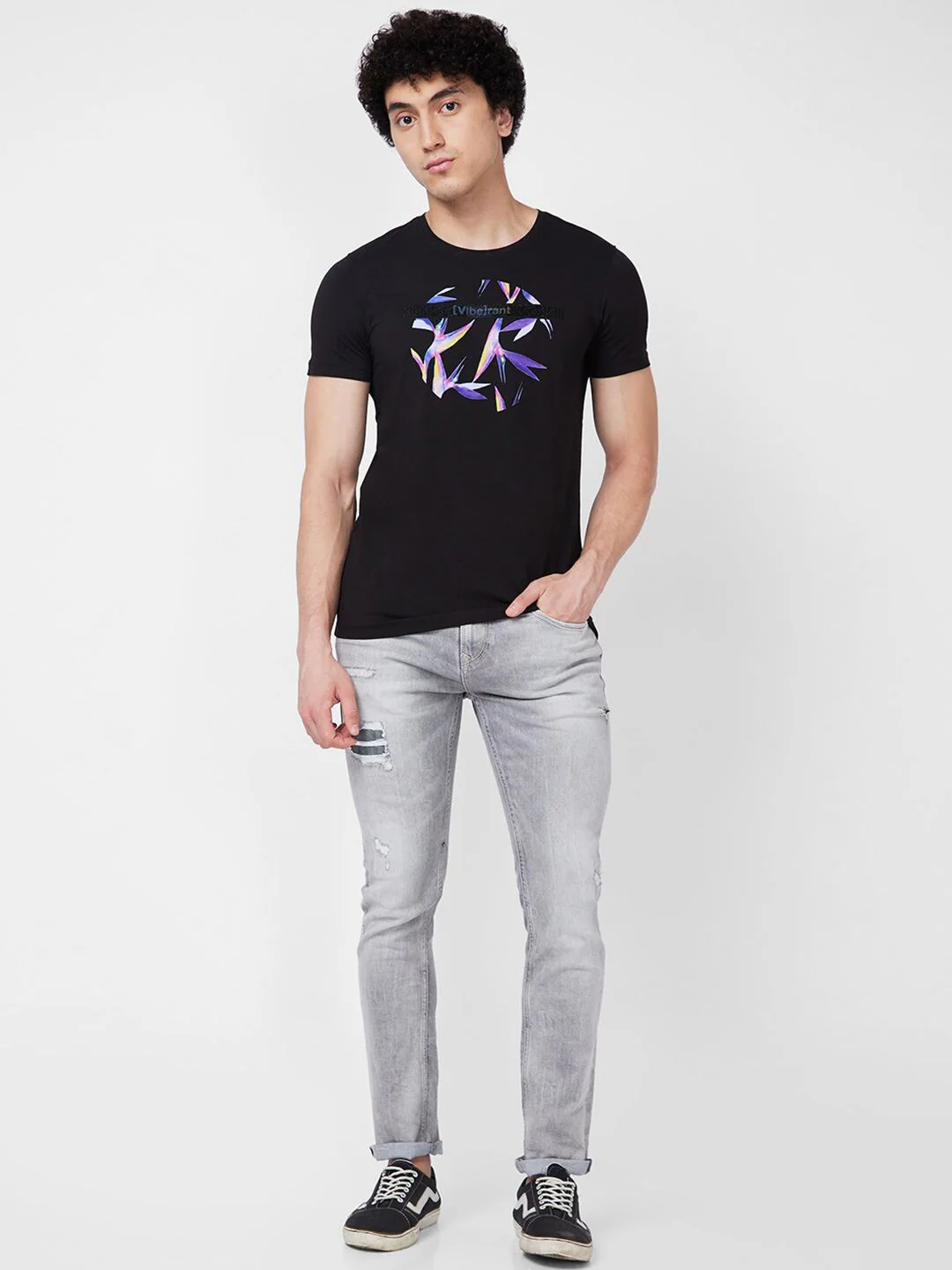 SPYKAR Round Neck Short Sleeves Printed Slim Fit Cotton T-shirt - Image 4