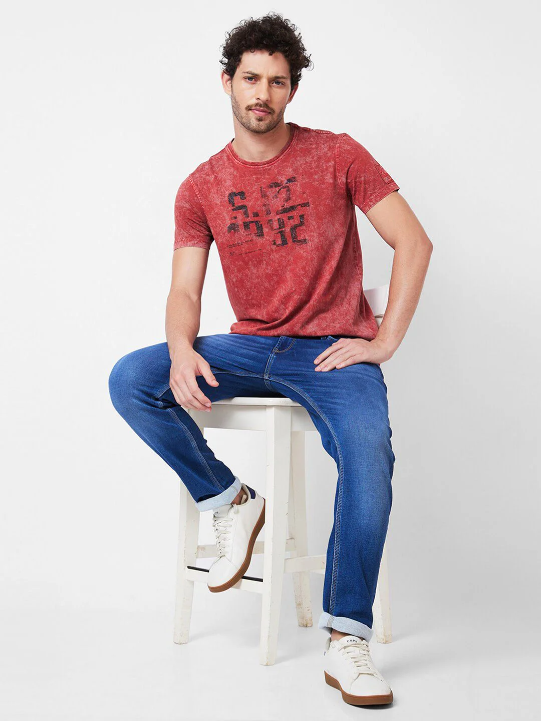 SPYKAR Round Neck Typography Printed Cotton Slim Fit T-shirt - Image 6
