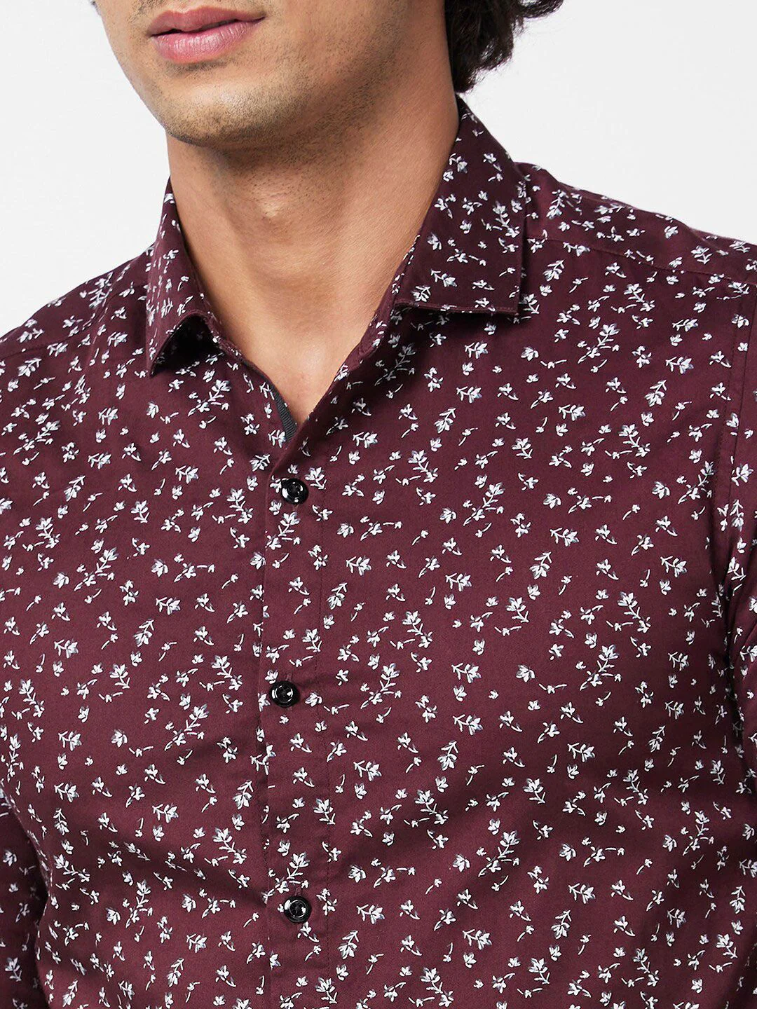 SPYKAR Slim Fit Floral Printed Opaque Satin Casual Shirt - Image 2