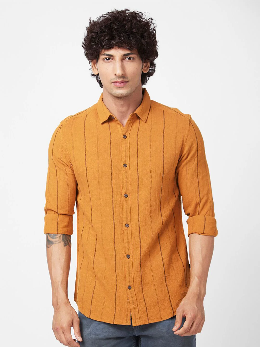 SPYKAR Slim Fit Striped Cotton Casual Shirt
