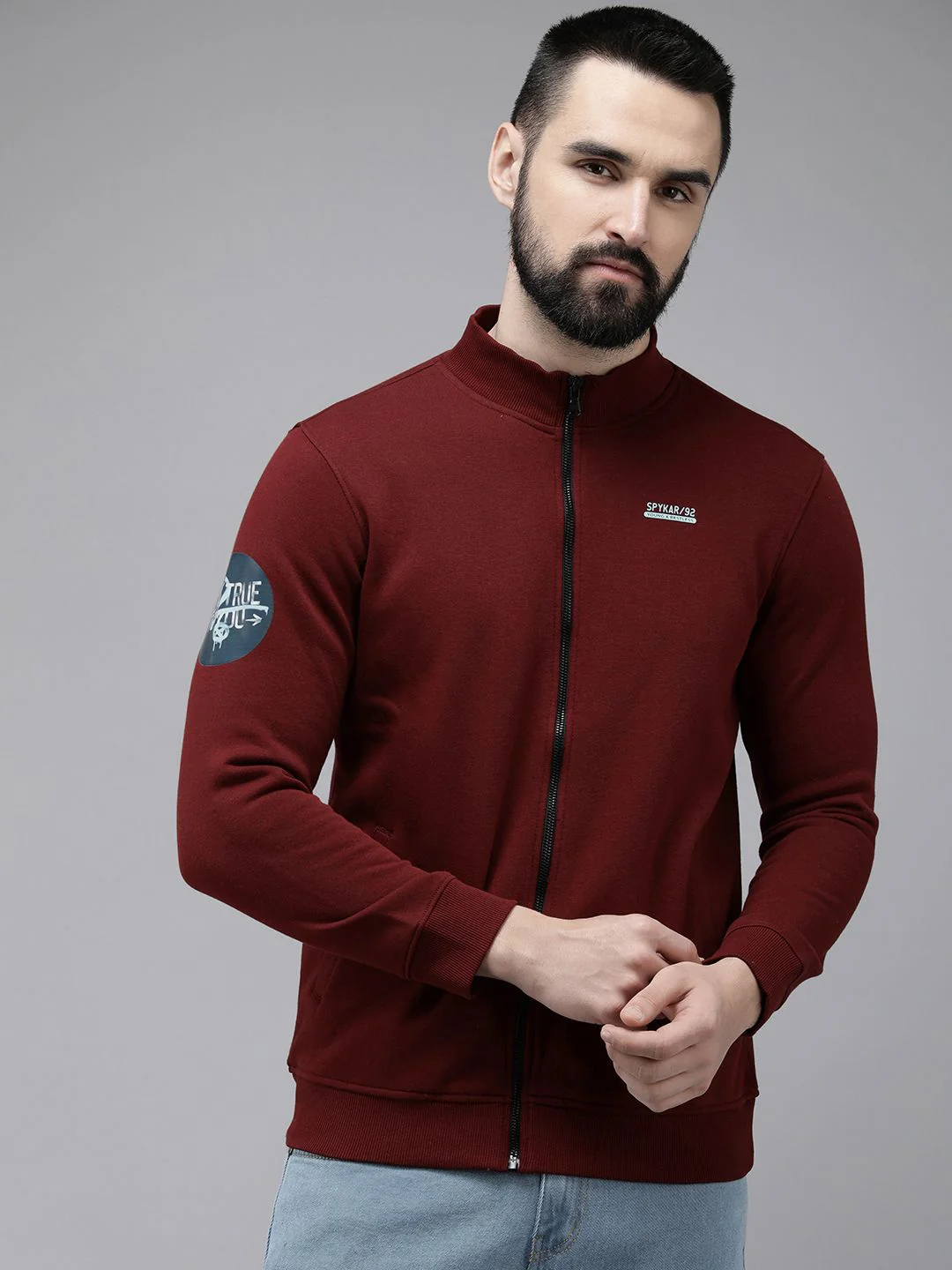 SPYKAR Solid Long Sleeves Front-Open Sweatshirt - Image 3