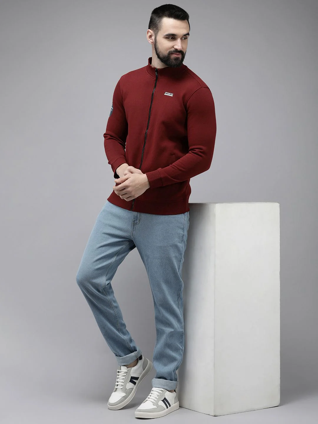 SPYKAR Solid Long Sleeves Front-Open Sweatshirt - Image 4