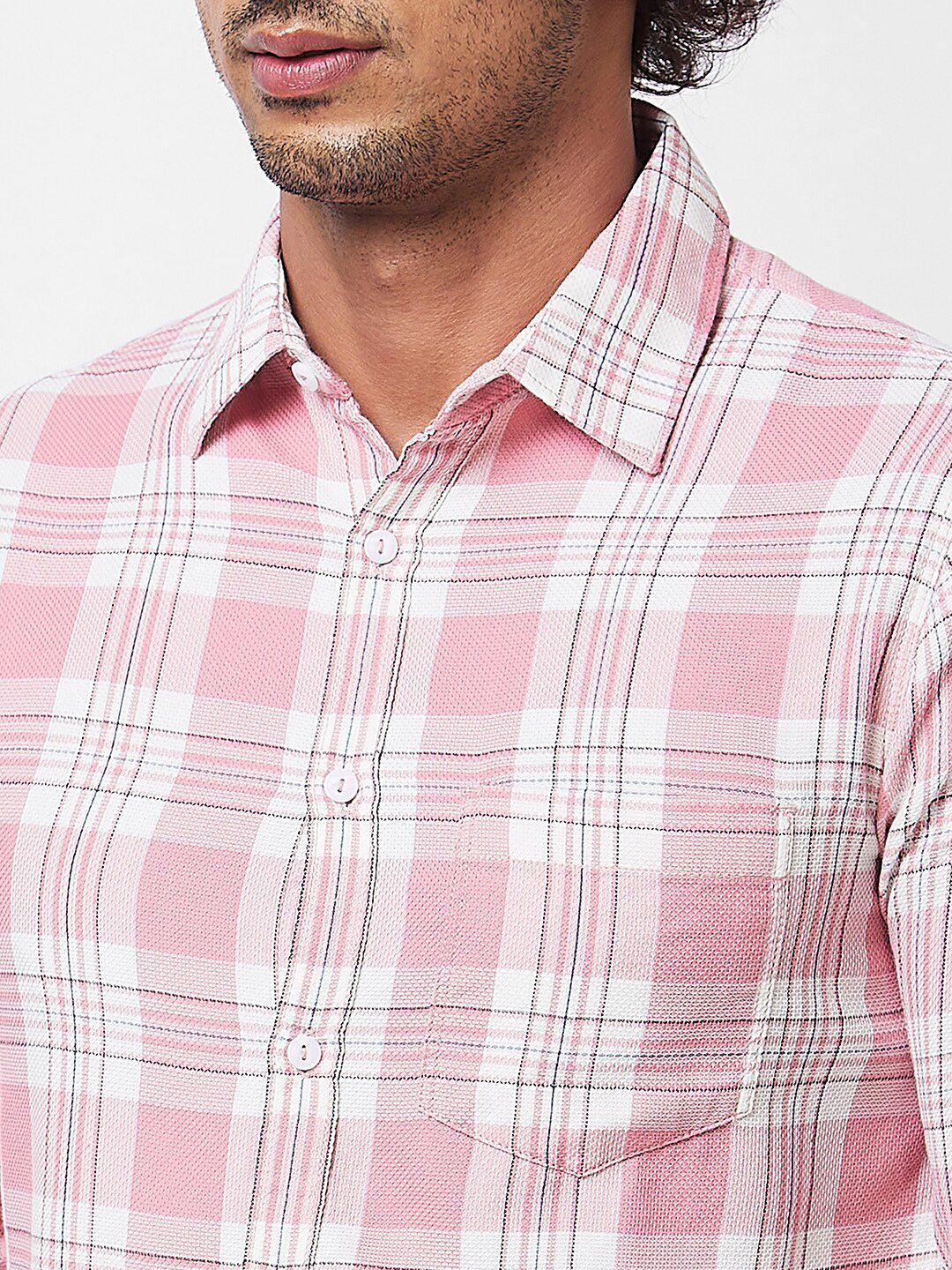 SPYKAR Spread Collar Long Sleeves Cotton Checked Casual Shirt - Image 2