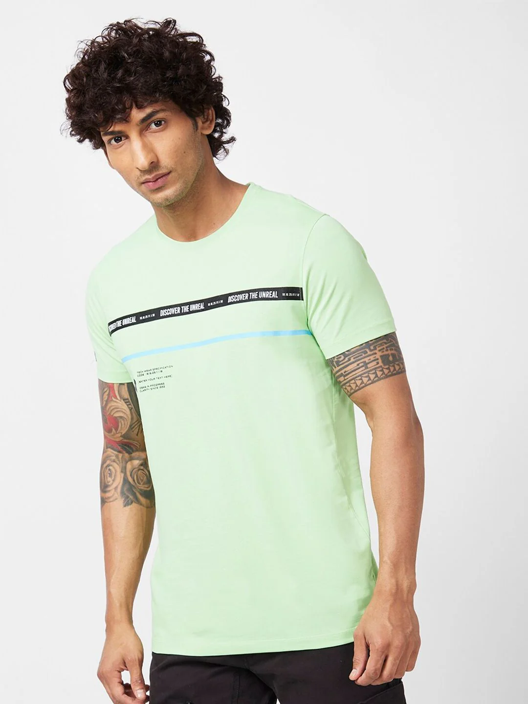SPYKAR Typography Printed Slim Fit Cotton Casual T-Shirt - Image 3