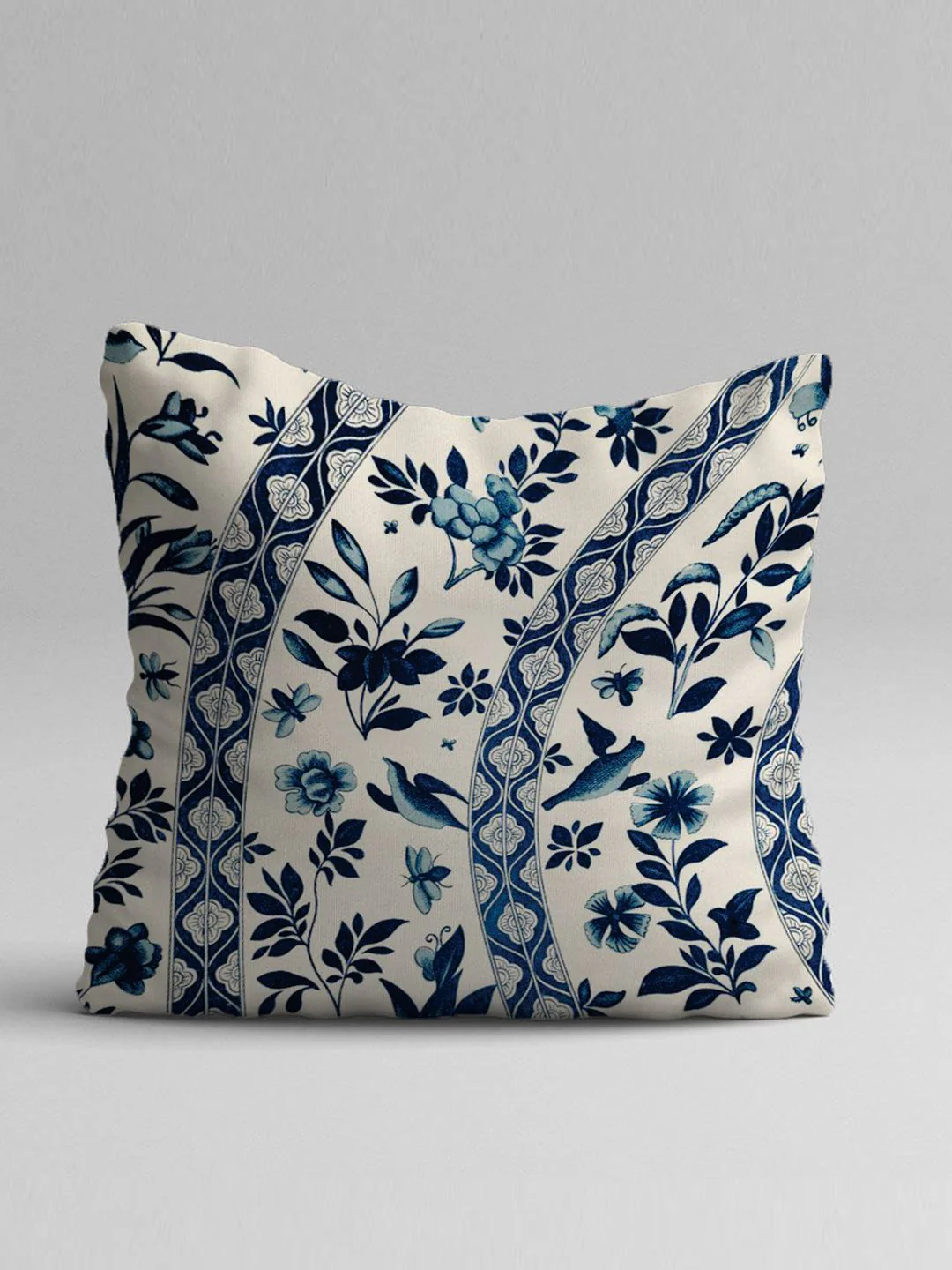 STITCHNEST Set of 5 Blue & Off White Ethnic Motifs 16'' x 16'' Cushion Cover - Image 6