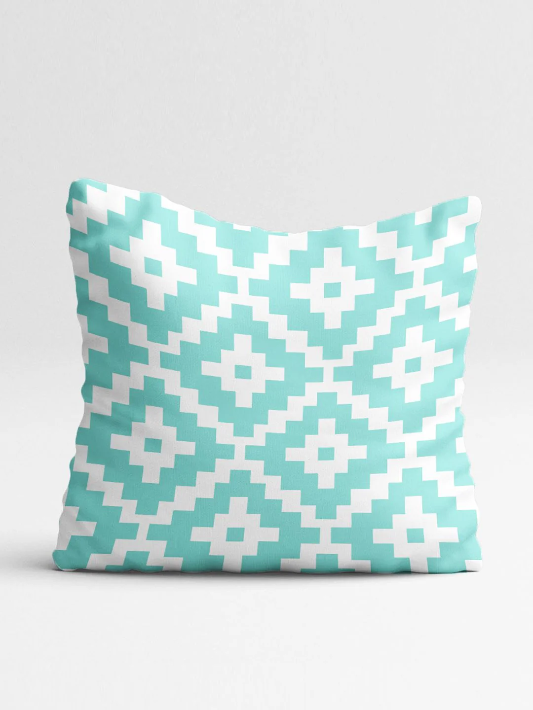 STITCHNEST Blue & White Set of 5 Geometric Square Cushion Covers - Image 3
