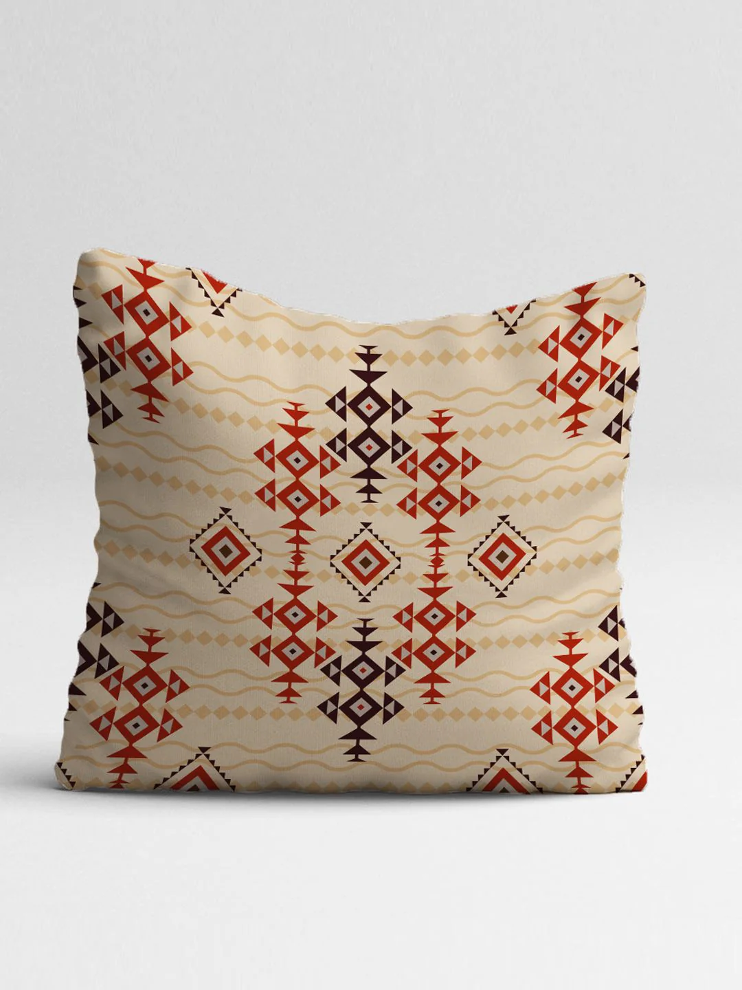 STITCHNEST Brown & Red Set of 5 Floral Square Cushion Covers - Image 3
