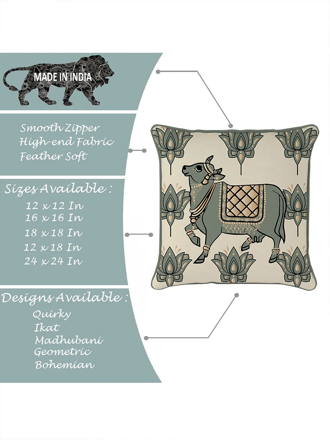 STITCHNEST Cream & Olive Green Set of 5 Ethnic Motifs Velvet Square Cushion Covers - Image 6