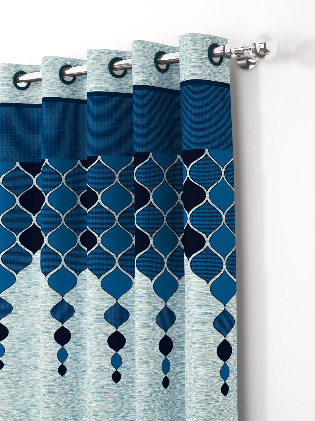 Story@home Blue & Grey 2-Pieces Geometric Door Curtains - Image 2