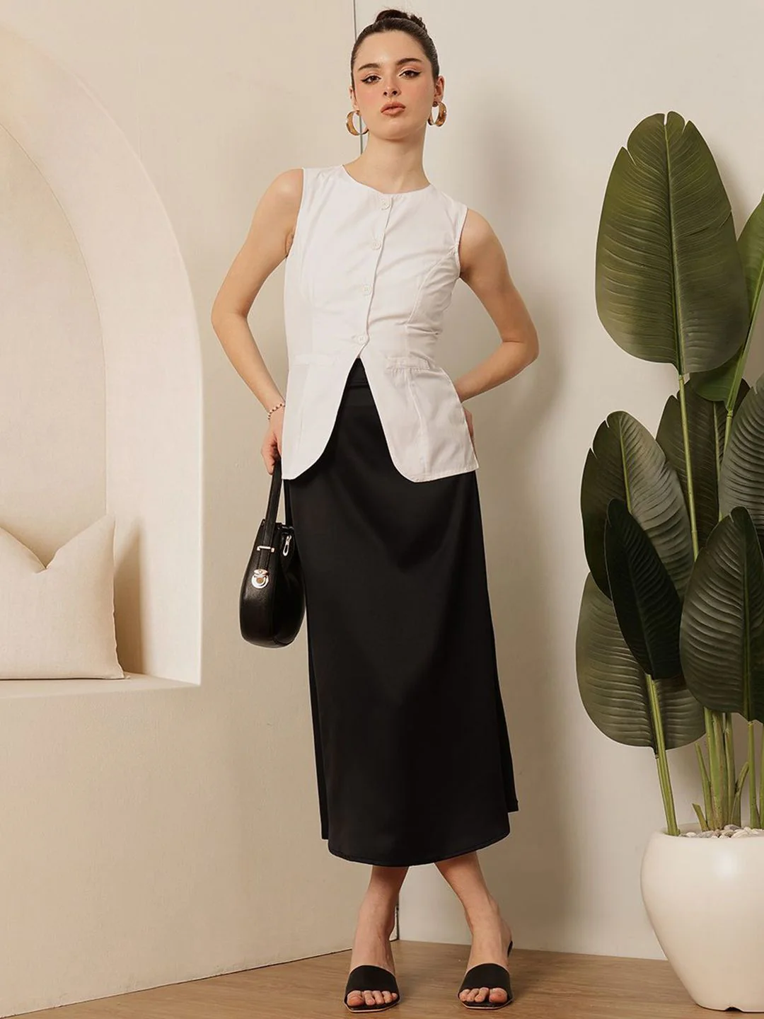 STREET 9 A-Line Midi Satin Skirt - Image 4