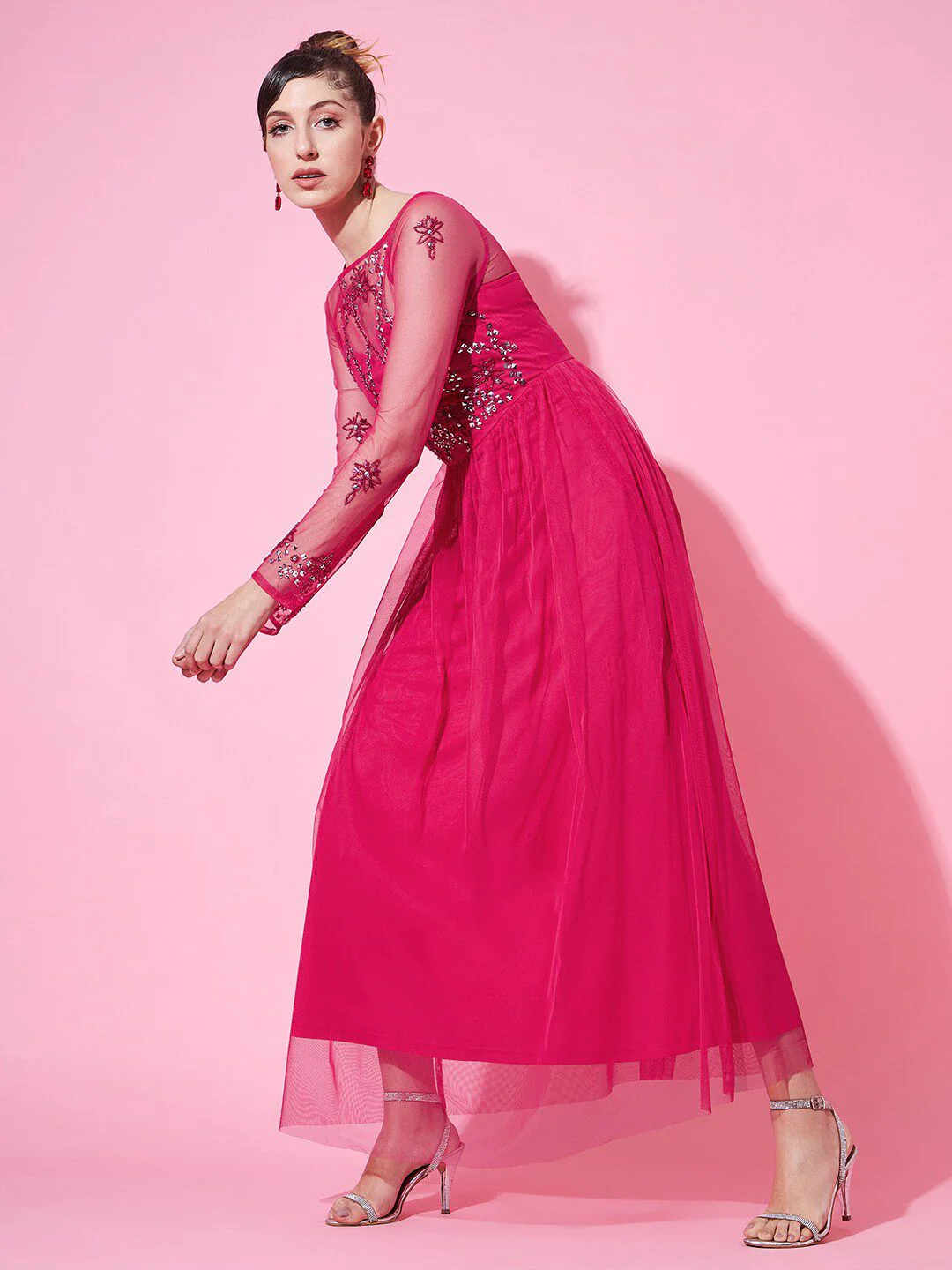 STREET 9 Embellished Net Empire Dress - Image 3