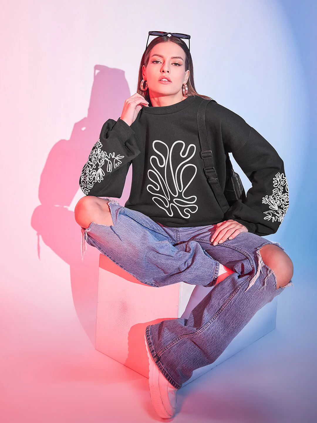 STREET 9 Graphic Printed Fleece Pullover - Image 6
