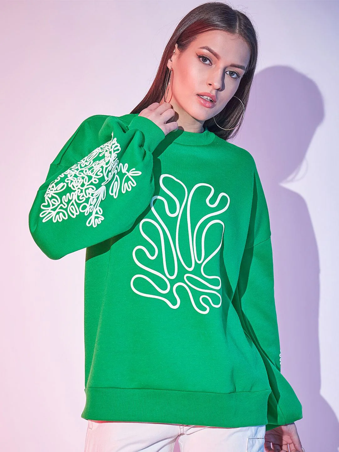 STREET 9 Graphic Printed Oversized Pullover
