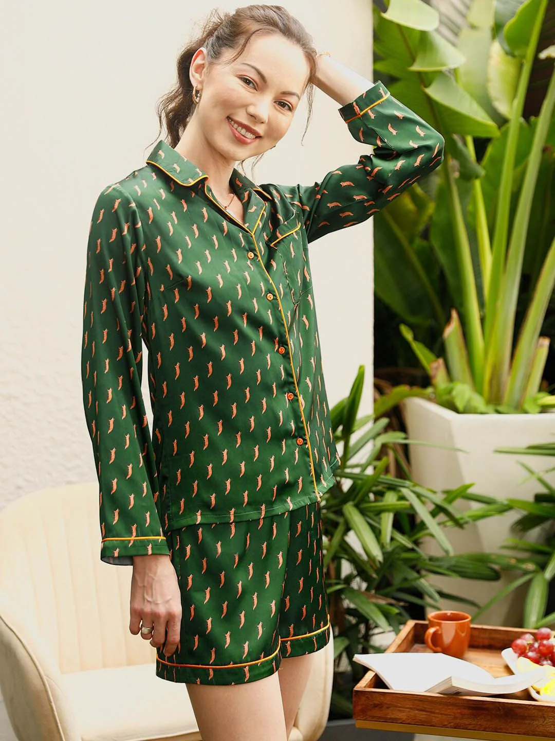 STREET 9 Green Abstract Printed Night Suit - Image 3