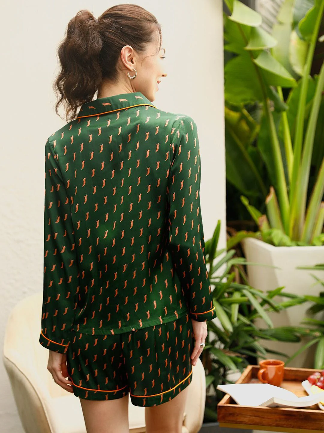 STREET 9 Green Abstract Printed Night Suit - Image 5