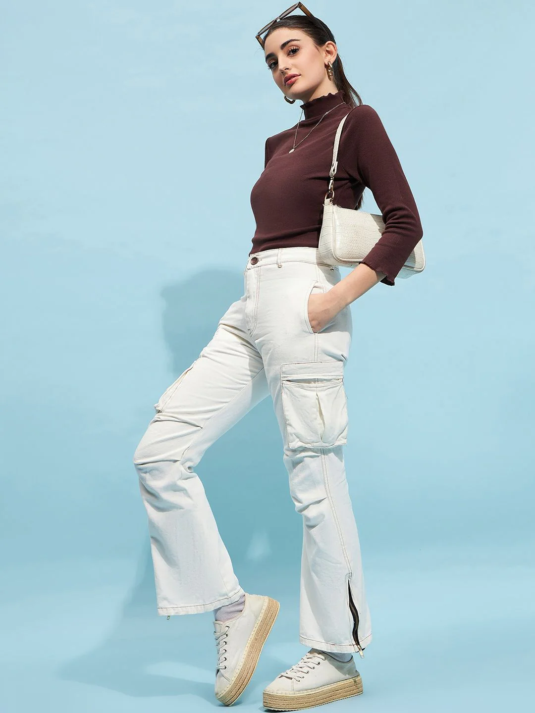 STREET 9 Ribbed High Neck Long Sleeves Regular Top - Image 4