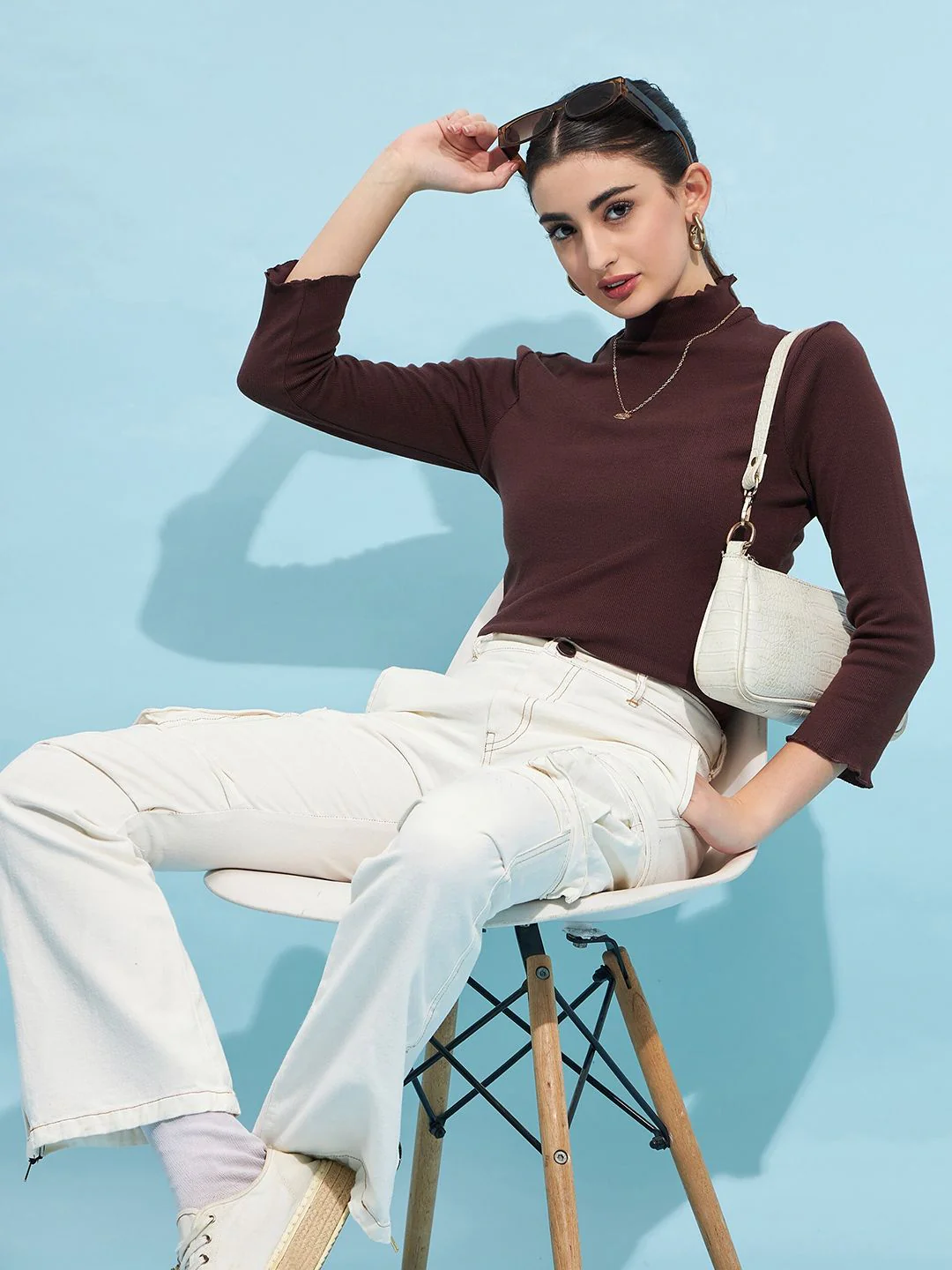 STREET 9 Ribbed High Neck Long Sleeves Regular Top - Image 6