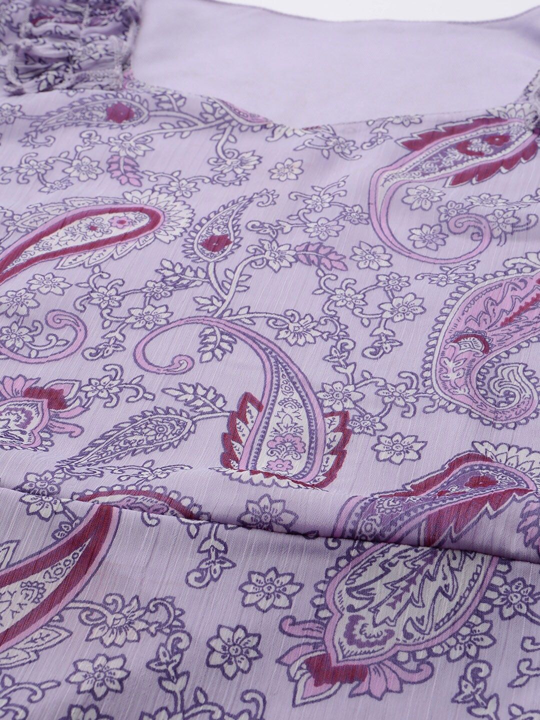 STREET 9 Lavender & Maroon Ethnic Motifs Chiffon Maxi Dress - Image 3